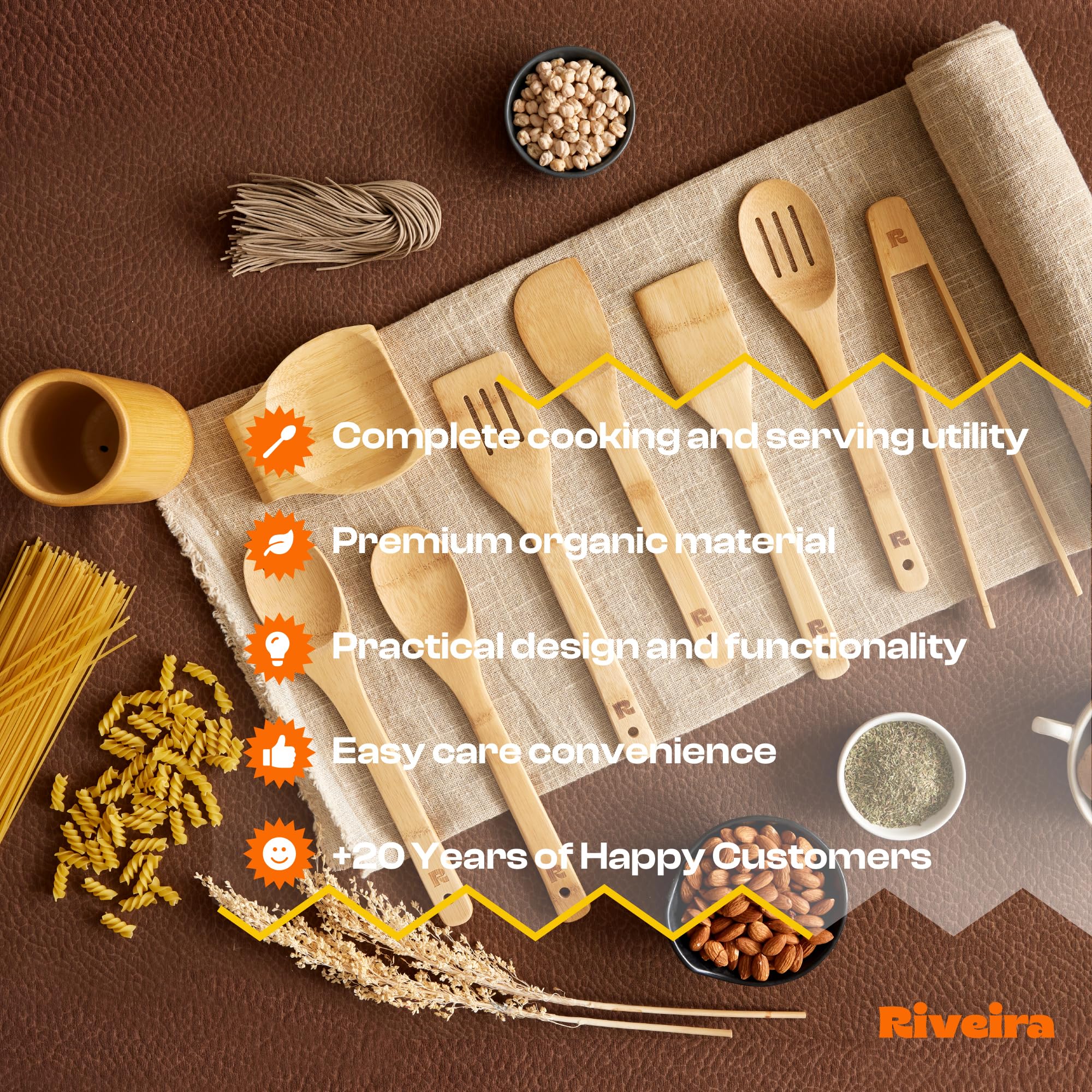Riveira soporte-utensilios-cocina-bambu para almacenamiento práctico.