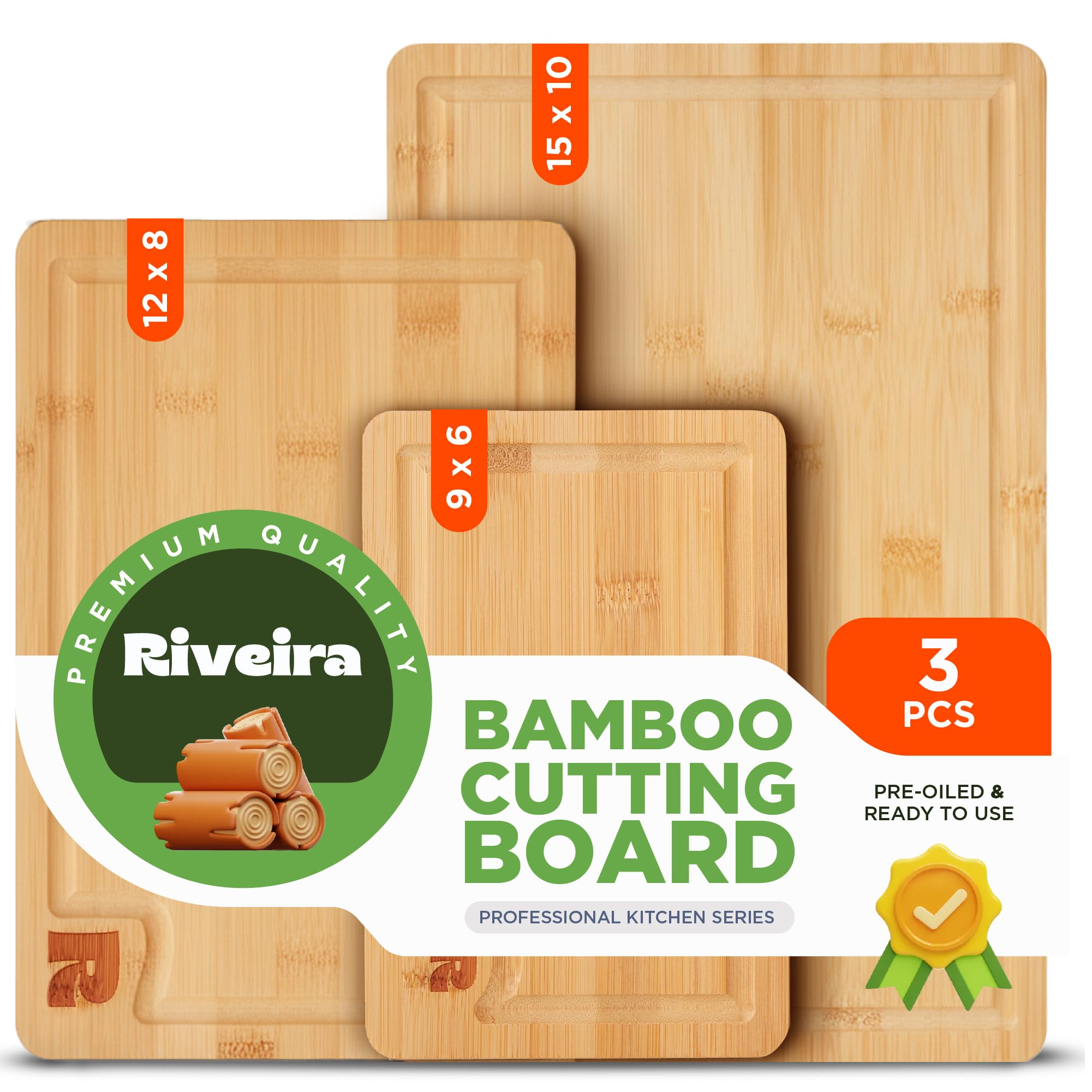 Tabla Riveira de bambú pequeña para frutas, ideal para picar rápido.