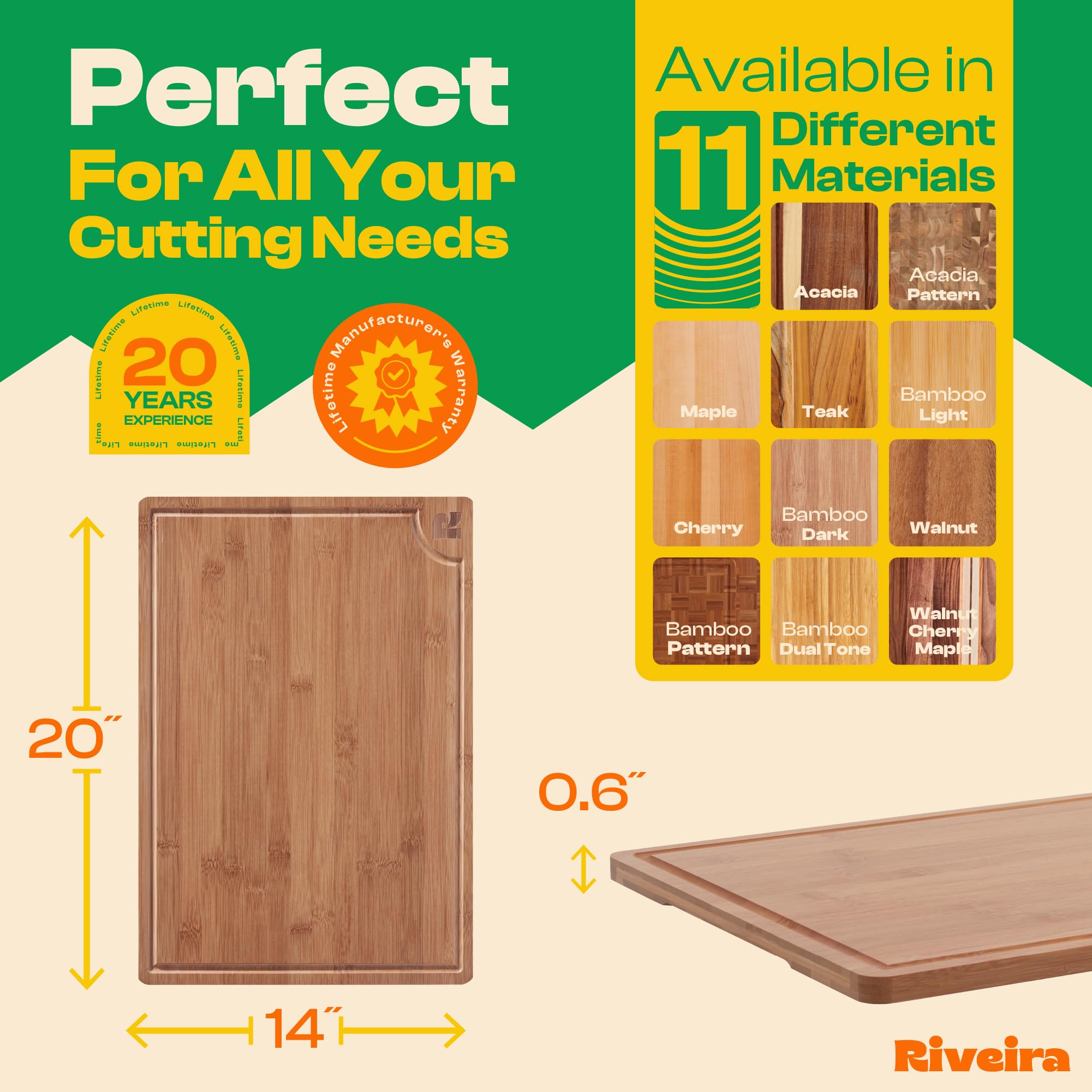 Riveira tabla de corte de bambú natural añade estilo y durabilidad