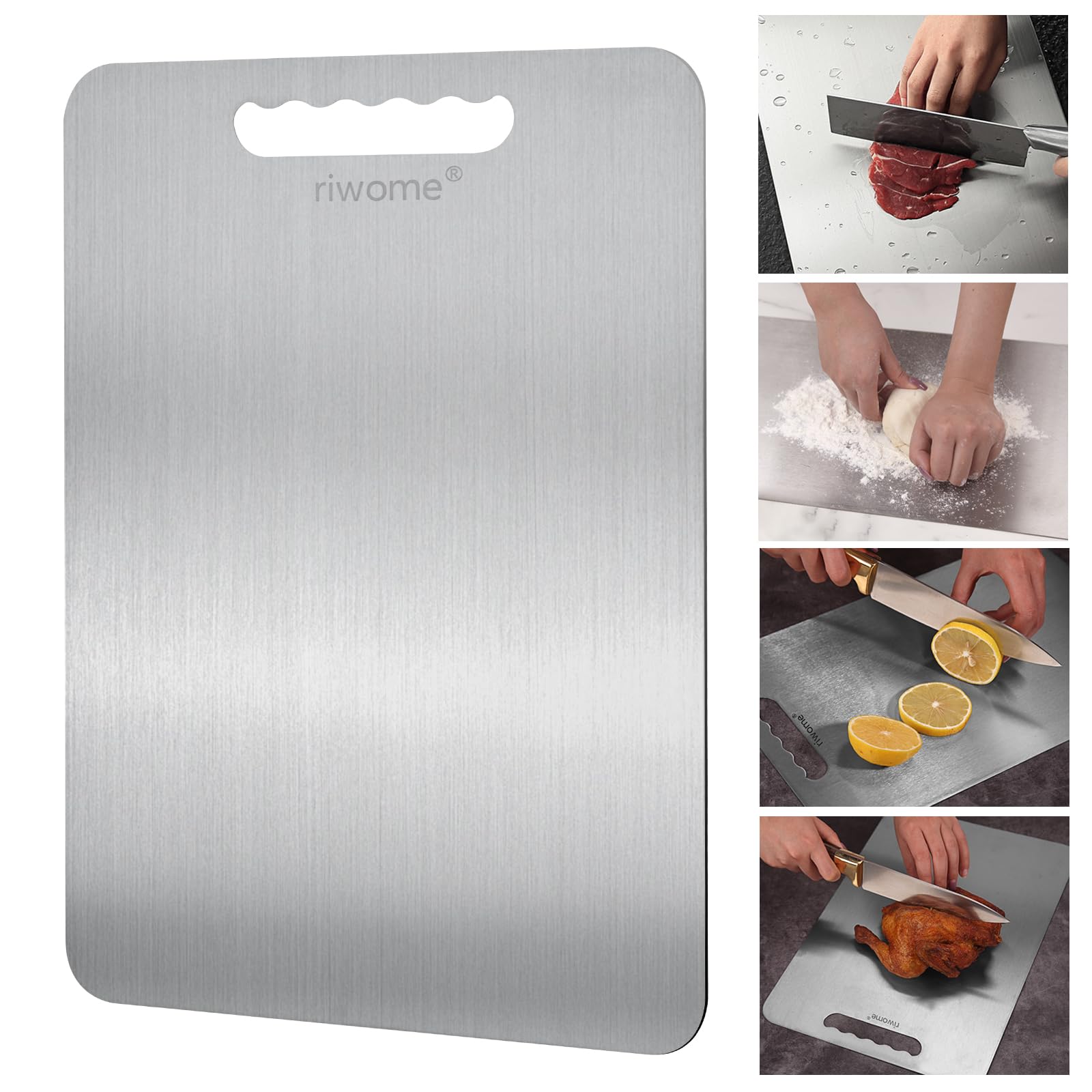riwome tabla cortar titanio doble cara, segura para todo tipo de alimentos