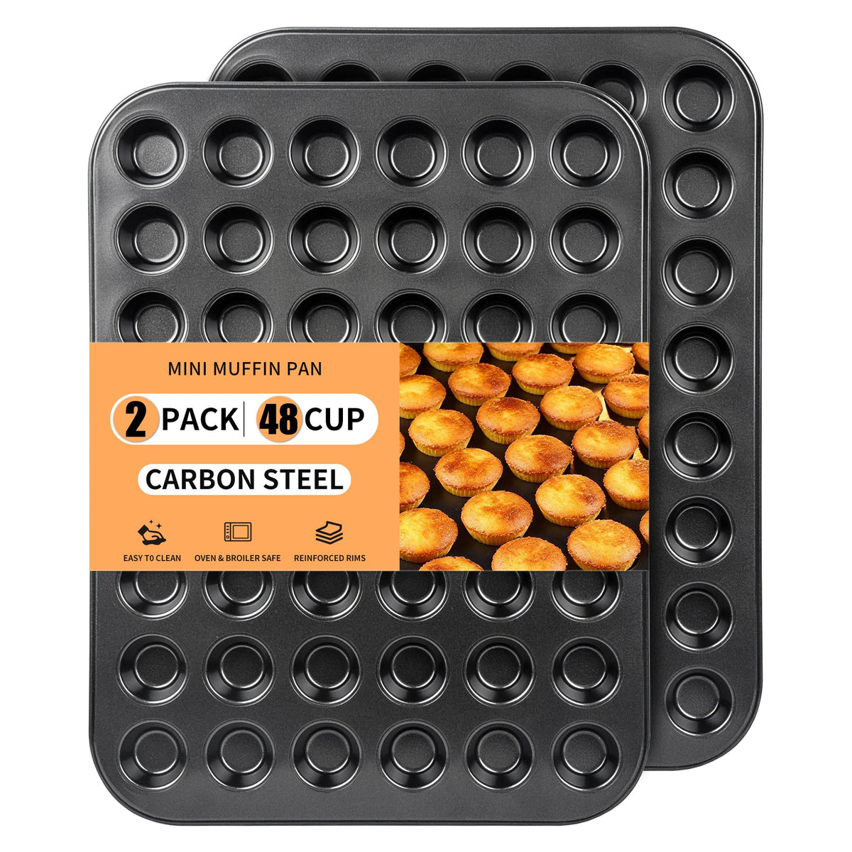 Rixordd dos juegos de moldes con 48 cavidades para mini magdalenas, ideales para grandes tandas.