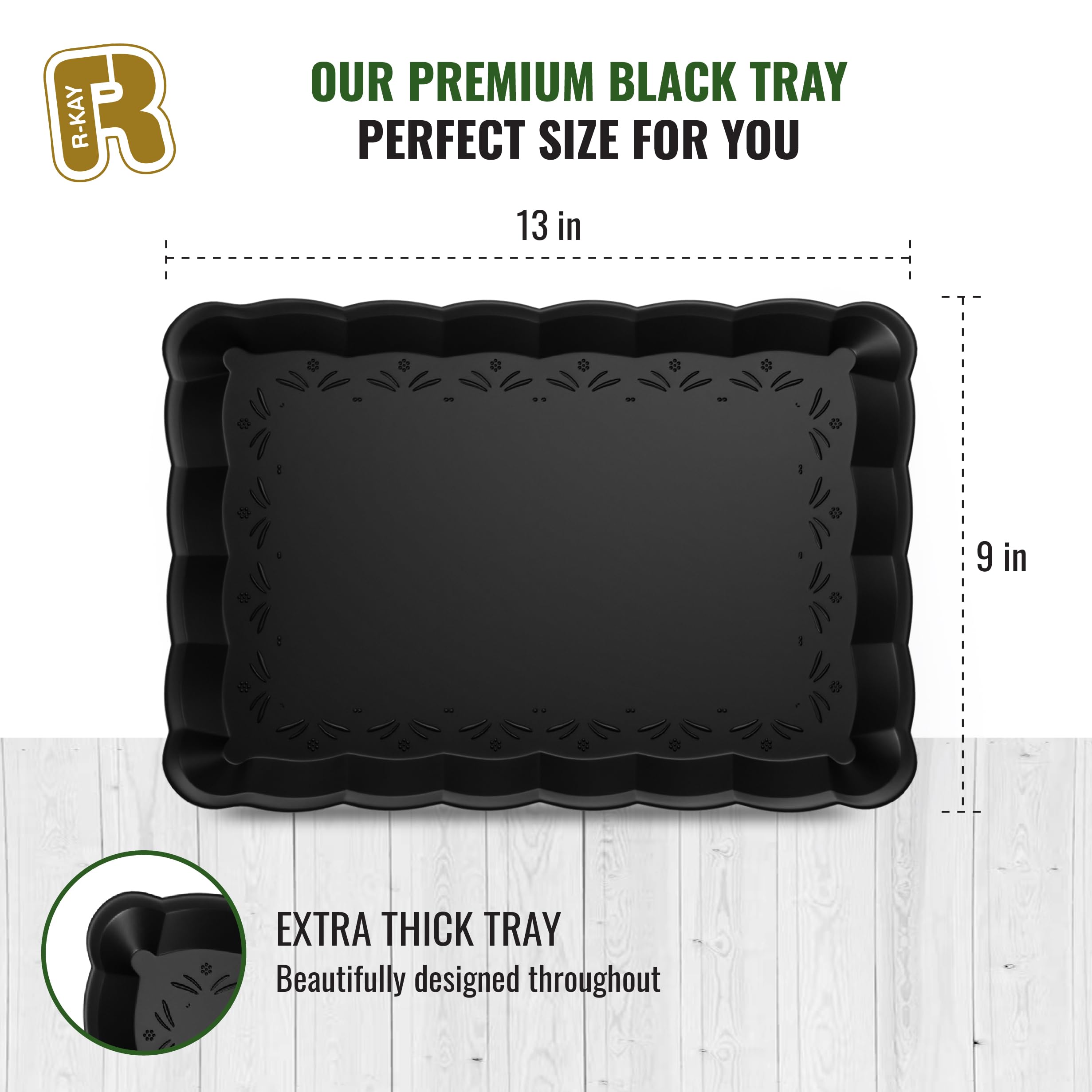 Bandejas desechables negras de R-KAY, solución rápida para fiestas.