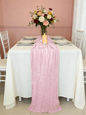 RLGIISE camino de gasa rosa para bodas, añade elegancia suave a la mesa.