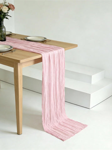 RLGIISE camino de gasa rosa, tamaño generoso para mesas rectangulares o redondas.