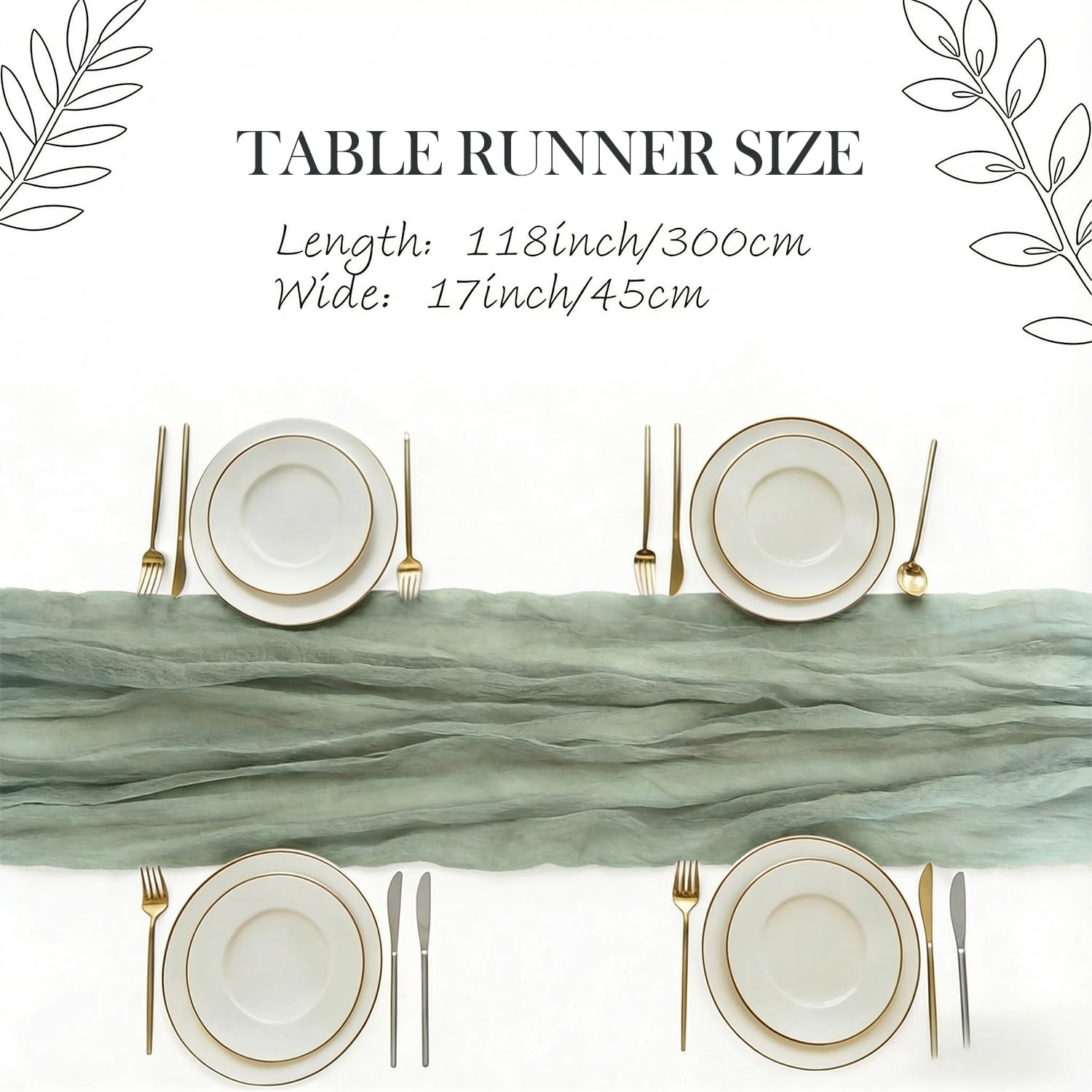 RLGIISE: camino de mesa gasa 17x120 pulgadas para bodas y eventos.