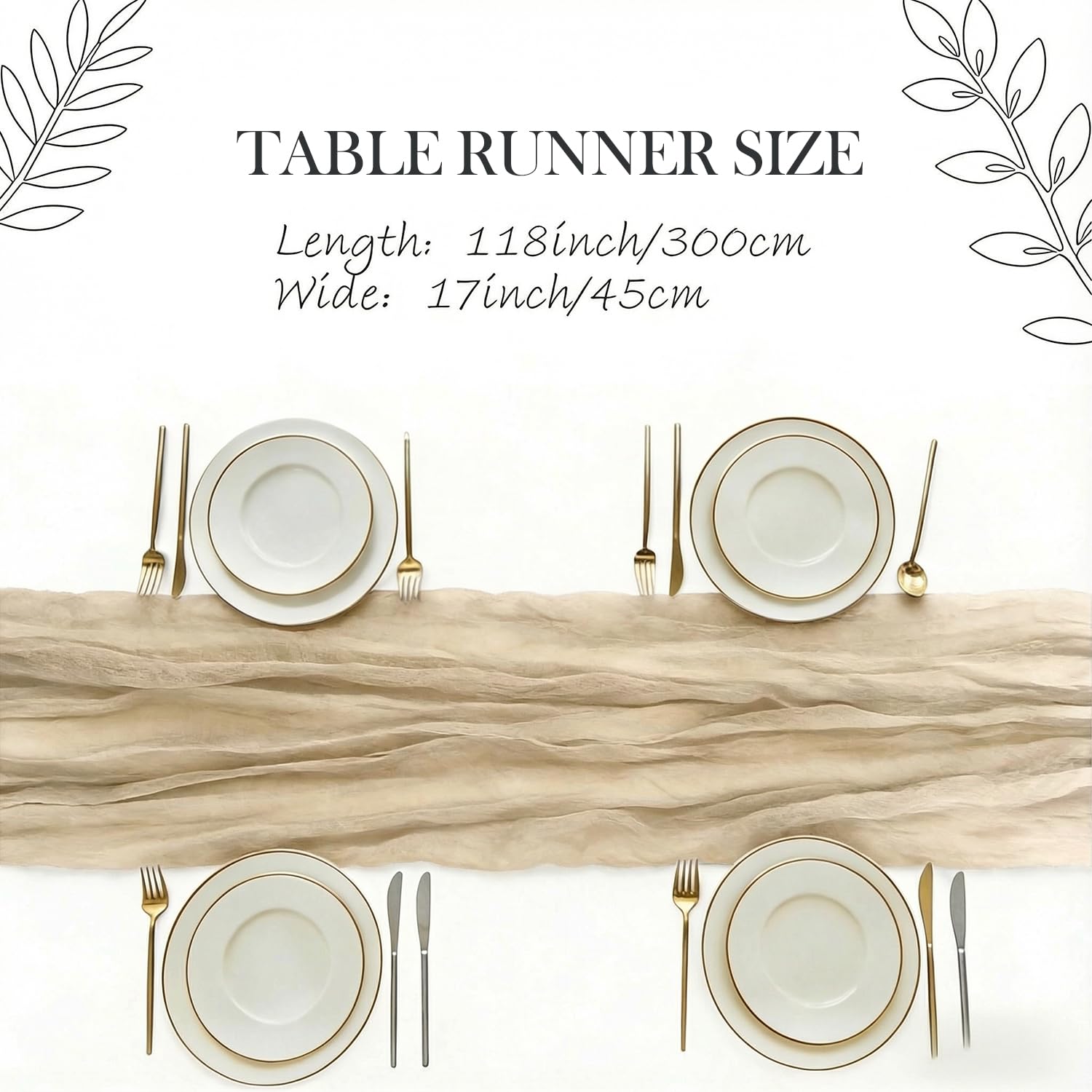 RLGIISE mantel gasa beige para bodas, añade ligereza elegante.