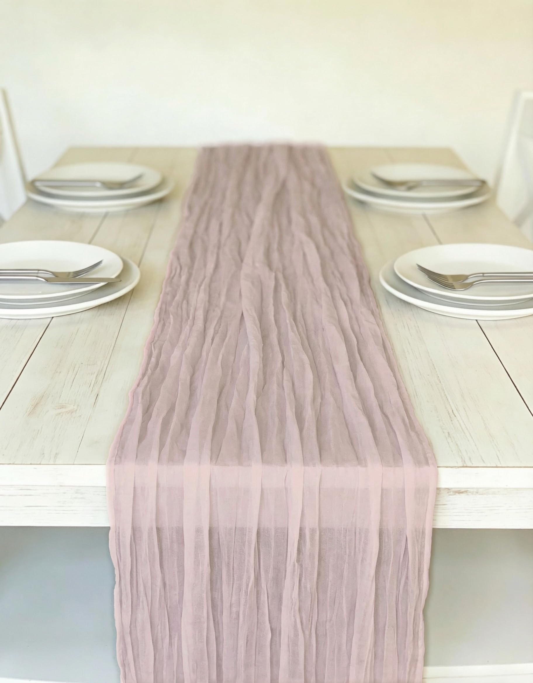 RLGIISE mantel de gasa rosa, acabado translúcido para eventos bohemios.