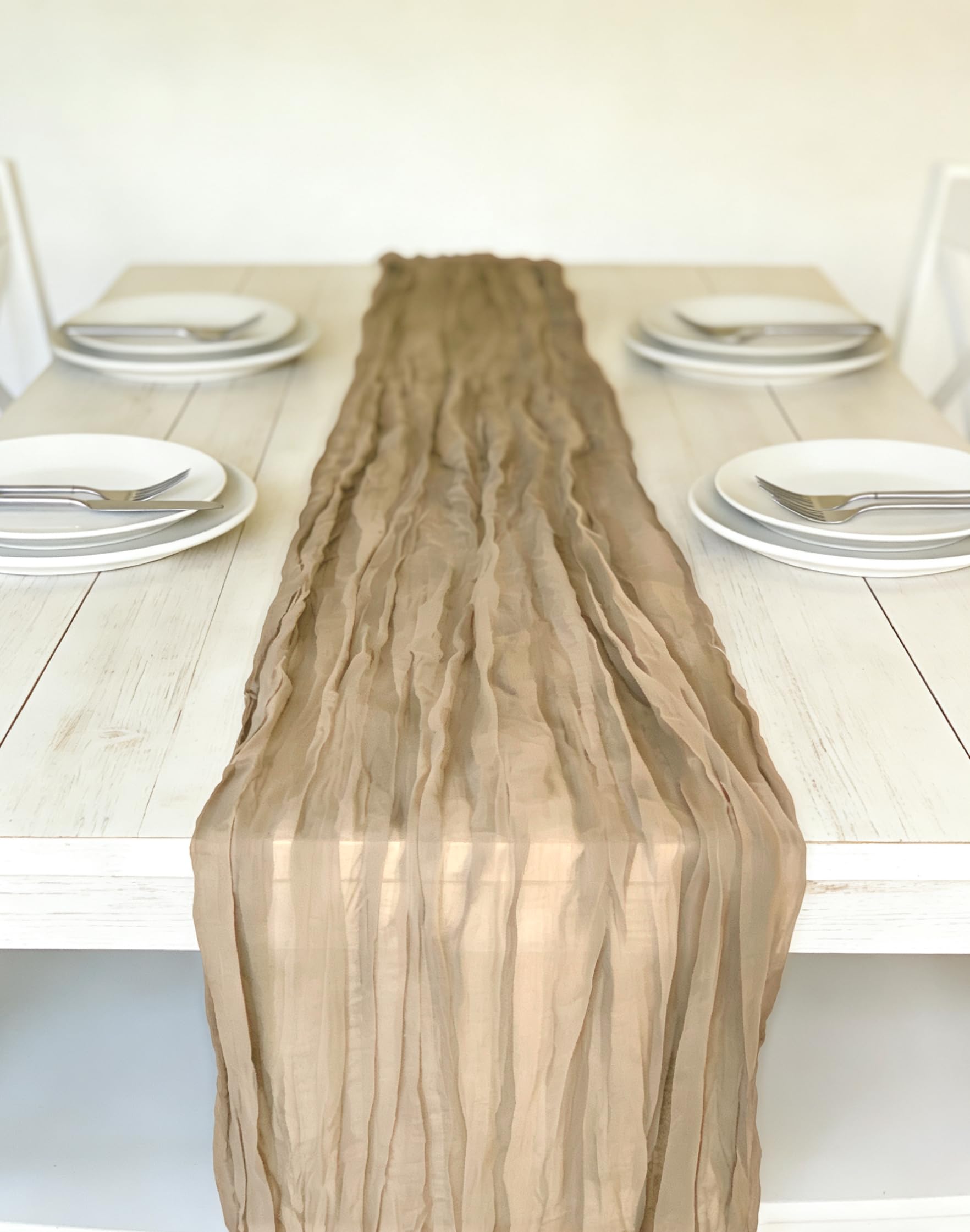 RLGIISE set de 3 manteles gasa beige para decorar fiestas.