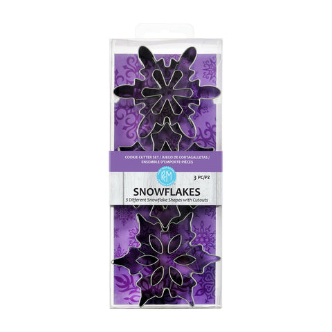 Cortadores R&amp;M copos de nieve, conjunto de tres piezas, para galletas con recortes delicados.