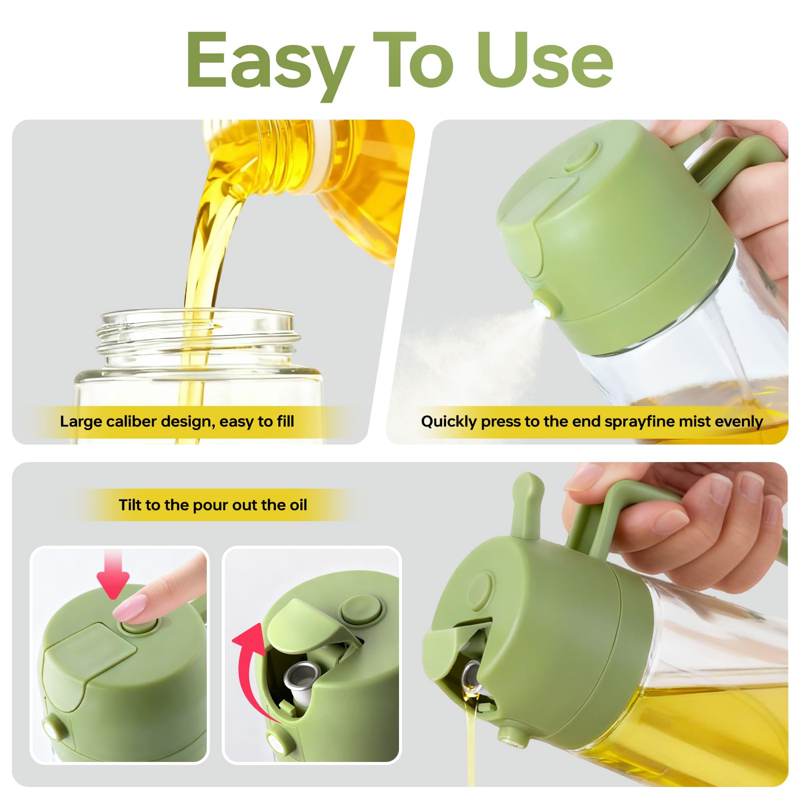 Mango ergonómico y boquilla frontal para rociar limpio