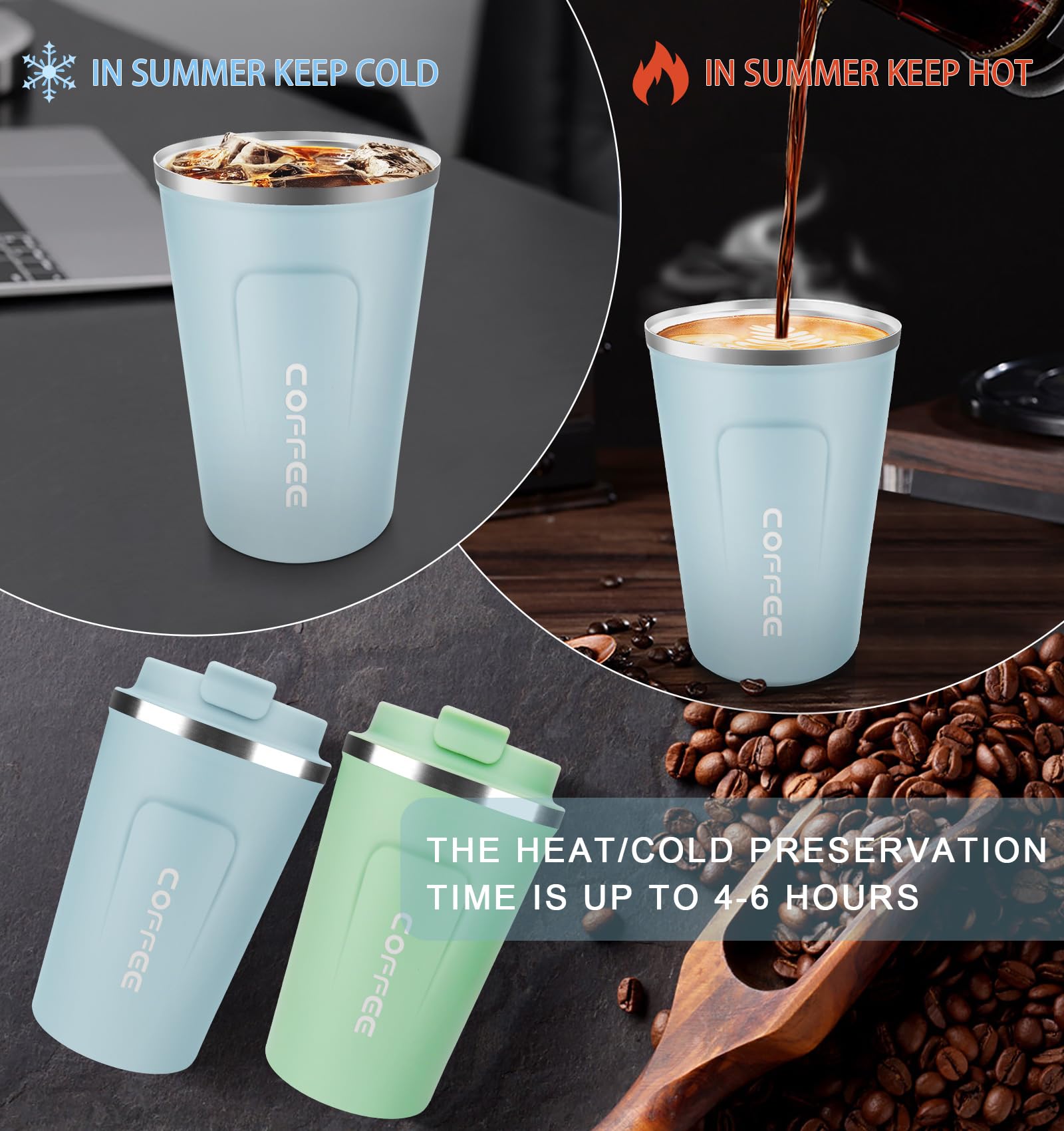 RNGODO Capacidad 380 ml, ideal para café caliente