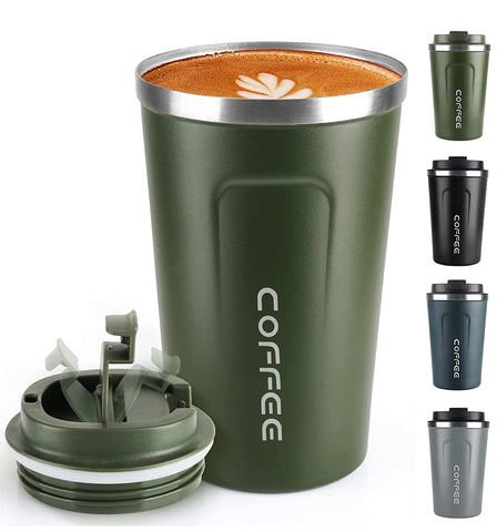 RNGODO Taza de viaje 12oz aislada con tapa, ideal para llevar café caliente.