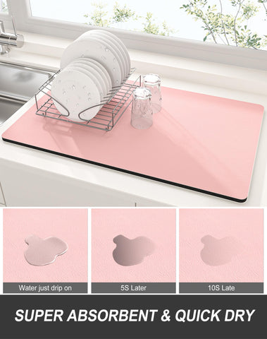 Rnivvi absorcion nano rápida rosa facilita secado de vasos y utensilios.