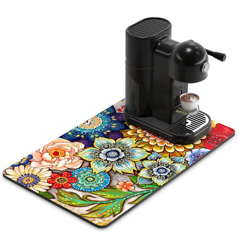 Rnivvi Alfombra Café Flor Mandala, protege la encimera y decora la zona