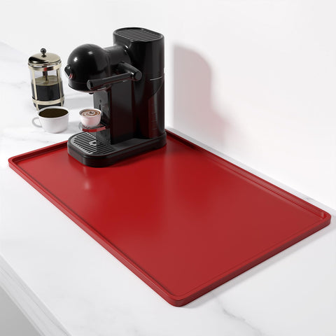 Rnivvi alfombrilla de cafe silicona roja 12x19, fácil de limpiar y resistente a manchas.