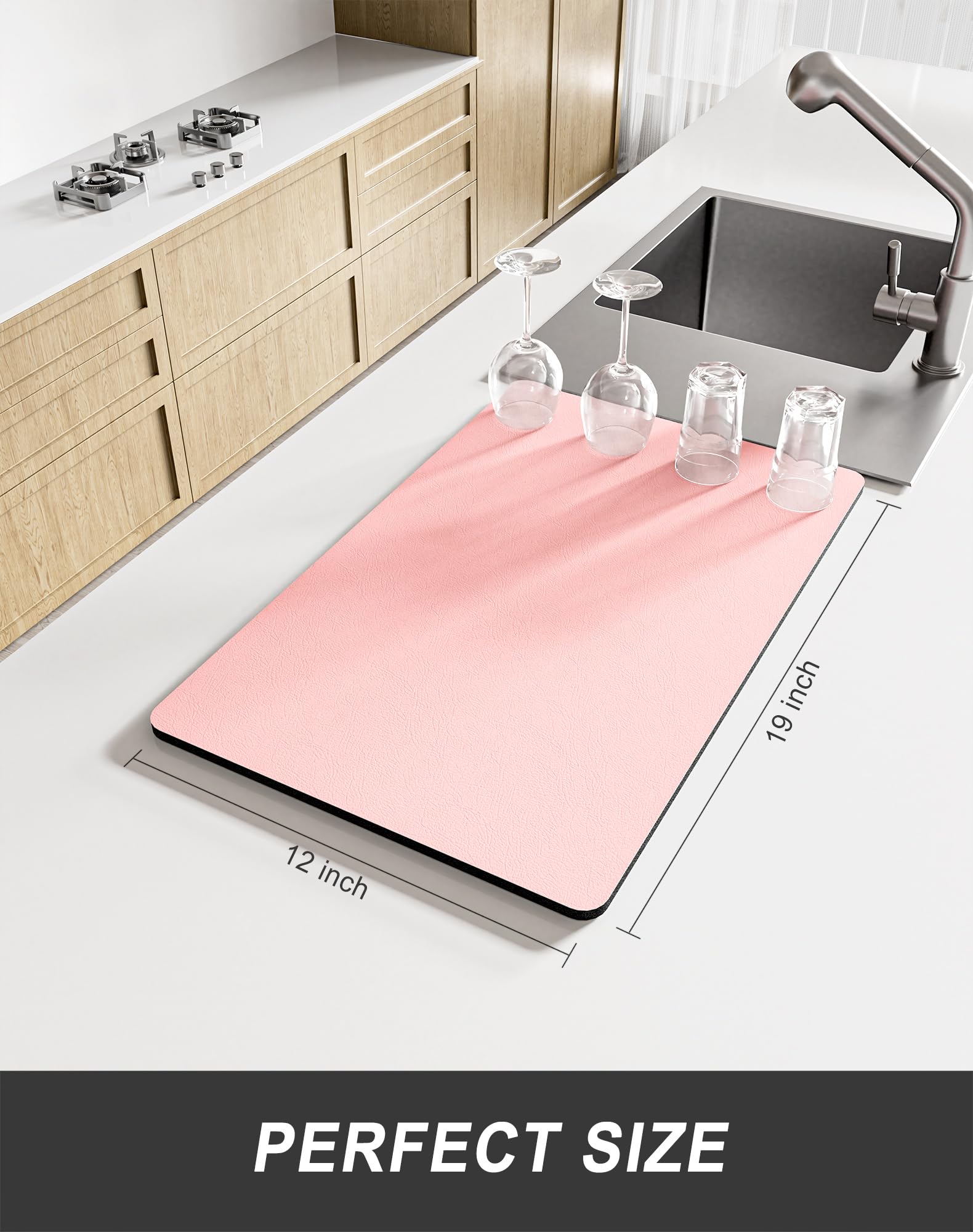 Rnivvi alfombrilla cocina antideslizante rosa mantiene estable el menaje.