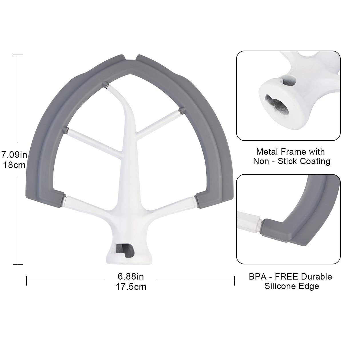 Roabertic Flex Edge Beater compatible con modelos 6qt para KitchenAid, para mezclar sin esfuerzo.