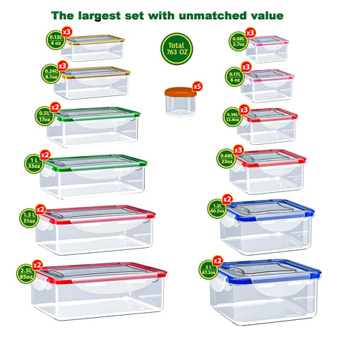 RockBerry recipientes cuadrados apilables para organizar despensa y refrigerador