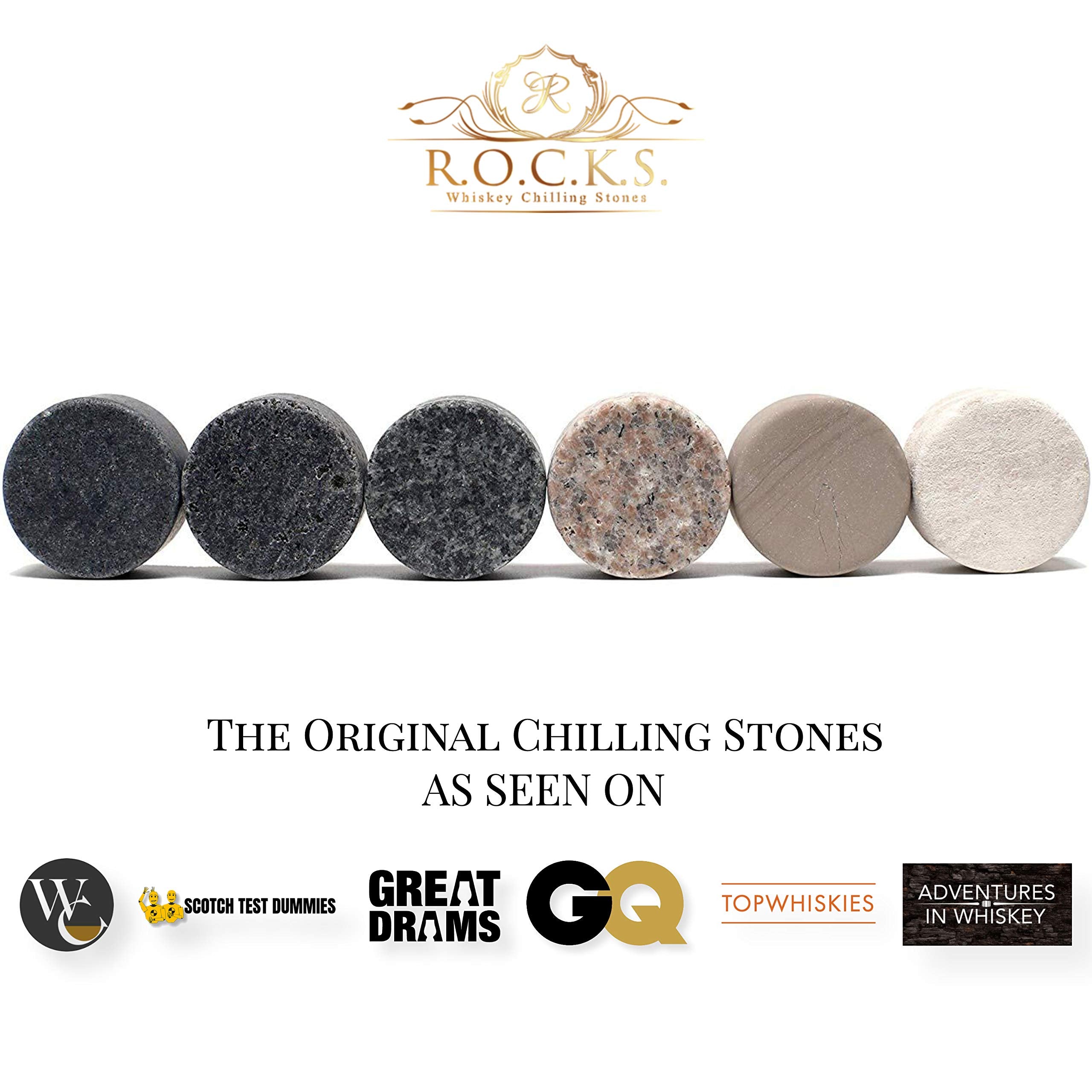 Rocks Whiskey Chilling Stones: caja regalo con lámina dorada para ocasiones especiales.