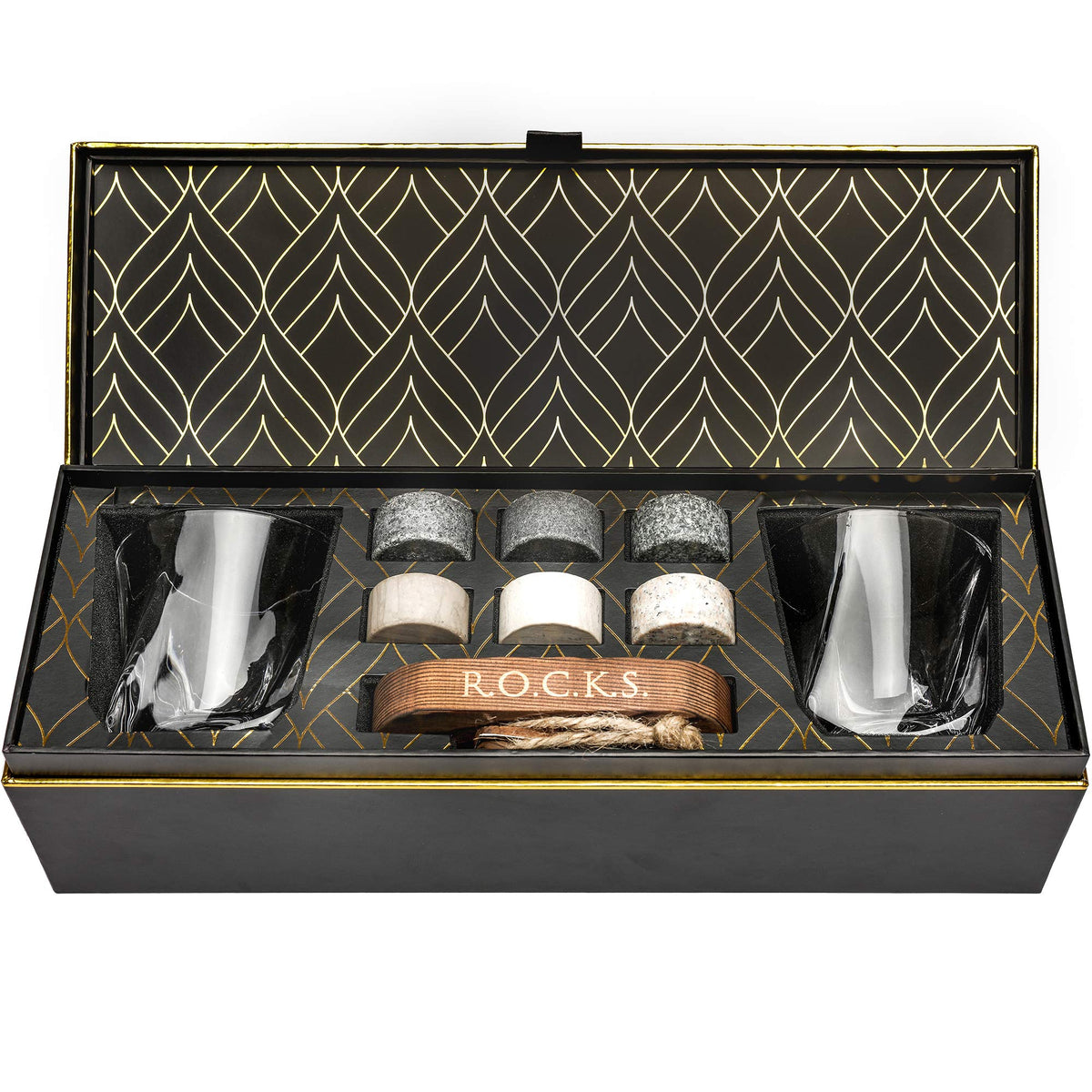 Rocks Whiskey Chilling Stones: piedras de granito para enfriar sin diluir, regalo elegante.