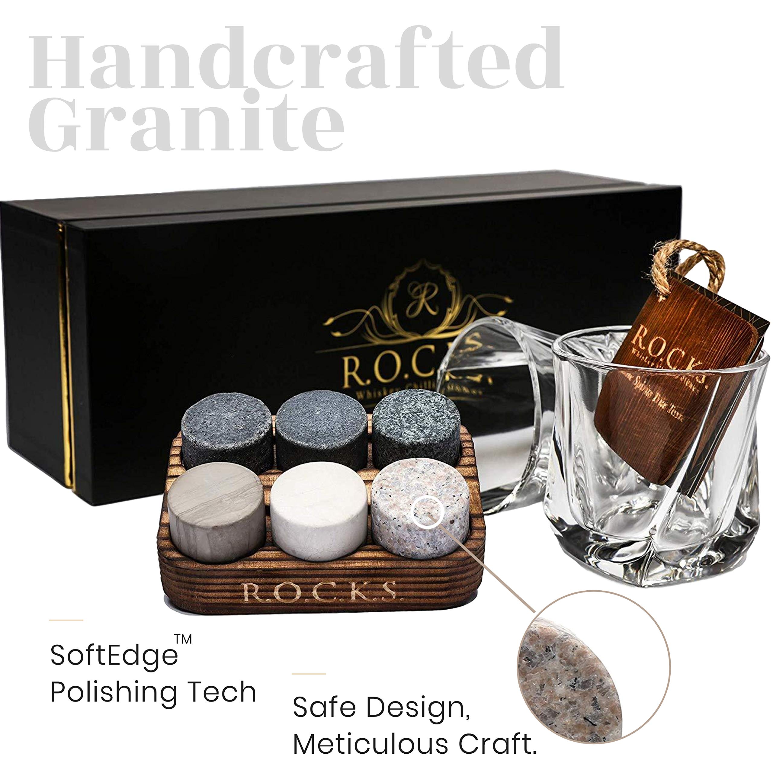 Rocks Whiskey Chilling Stones: vasos de cristal premium para realzar aromas.