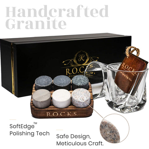 Rocks Whiskey Chilling Stones: vasos de cristal premium para realzar aromas.