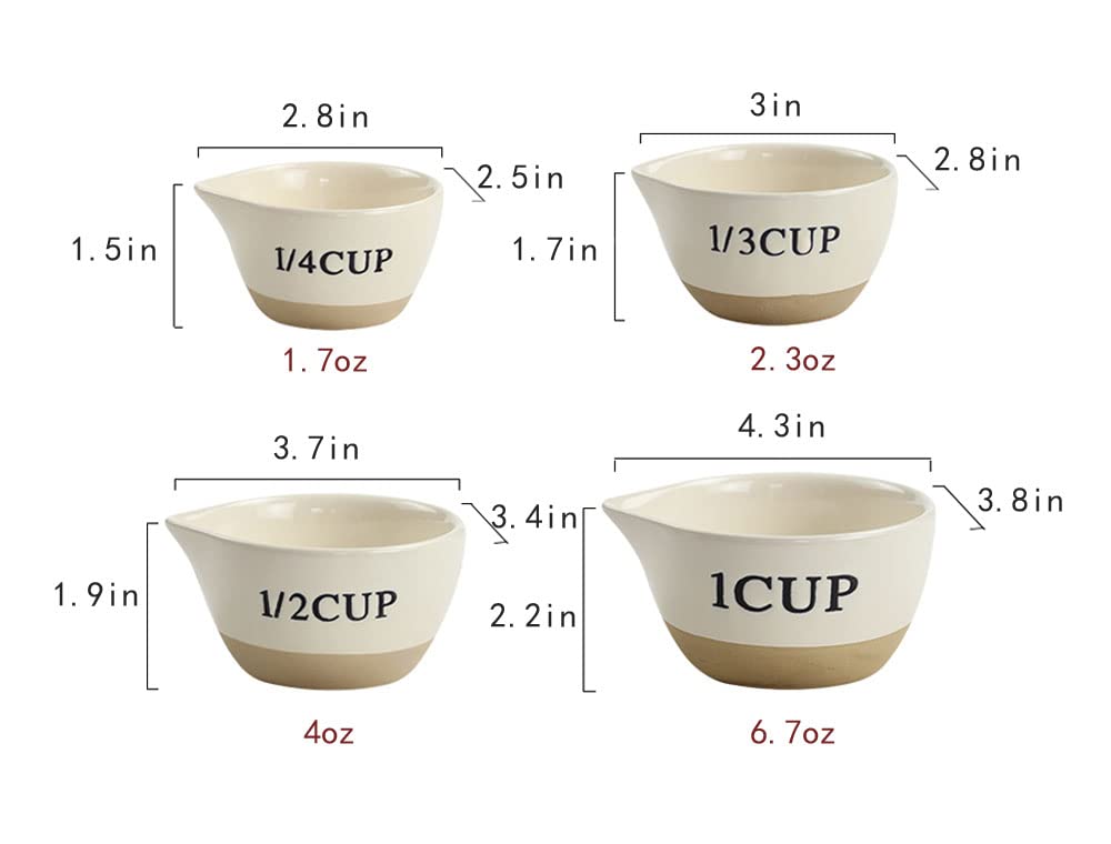 RockTrend taza medidora de leche cerámica media taza, vertido limpio para recetas rápidas.