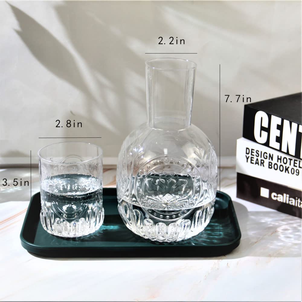 RockTrend vaso de vidrio con tapa, ideal para líquidos nocturnos y higiene.
