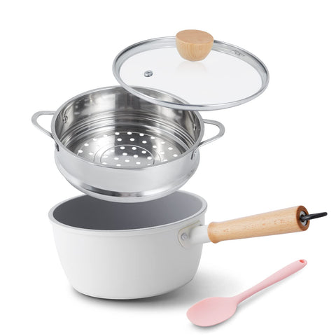 ROCKURWOK olla cerámica antiadherente con tapa para cocinar sin esfuerzo y limpiar rápido.