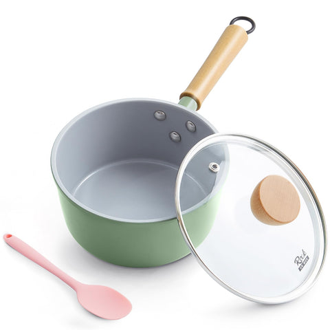 ROCKURWOK sarten ceramica antiadherente con tapa de vidrio ofrece control visual y limpieza fácil.
