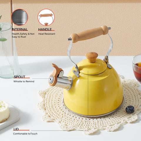 Tetera ROCKURWOK con mango de madera y toque cálido