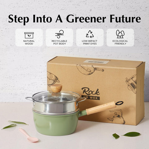 ROCKURWOK versión verde de alta durabilidad, ideal para hervir y cocinar al vapor.