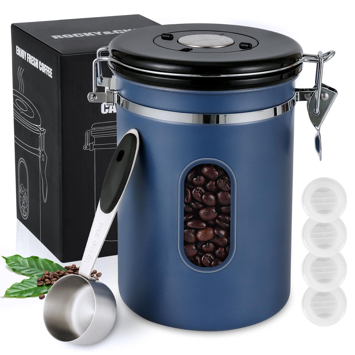 ROCKY&CHAO caja hermética para café 1800ml para guardar granos frescos.