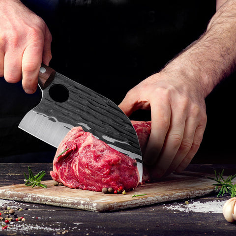 Cuchillo ROCOCO vikingo, hoja curva para mayor contacto con la tabla.
