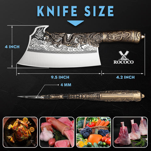 ROCOCO cuchillo carnicero peso pesado: ideal para cortar hueso y tejidos densos.