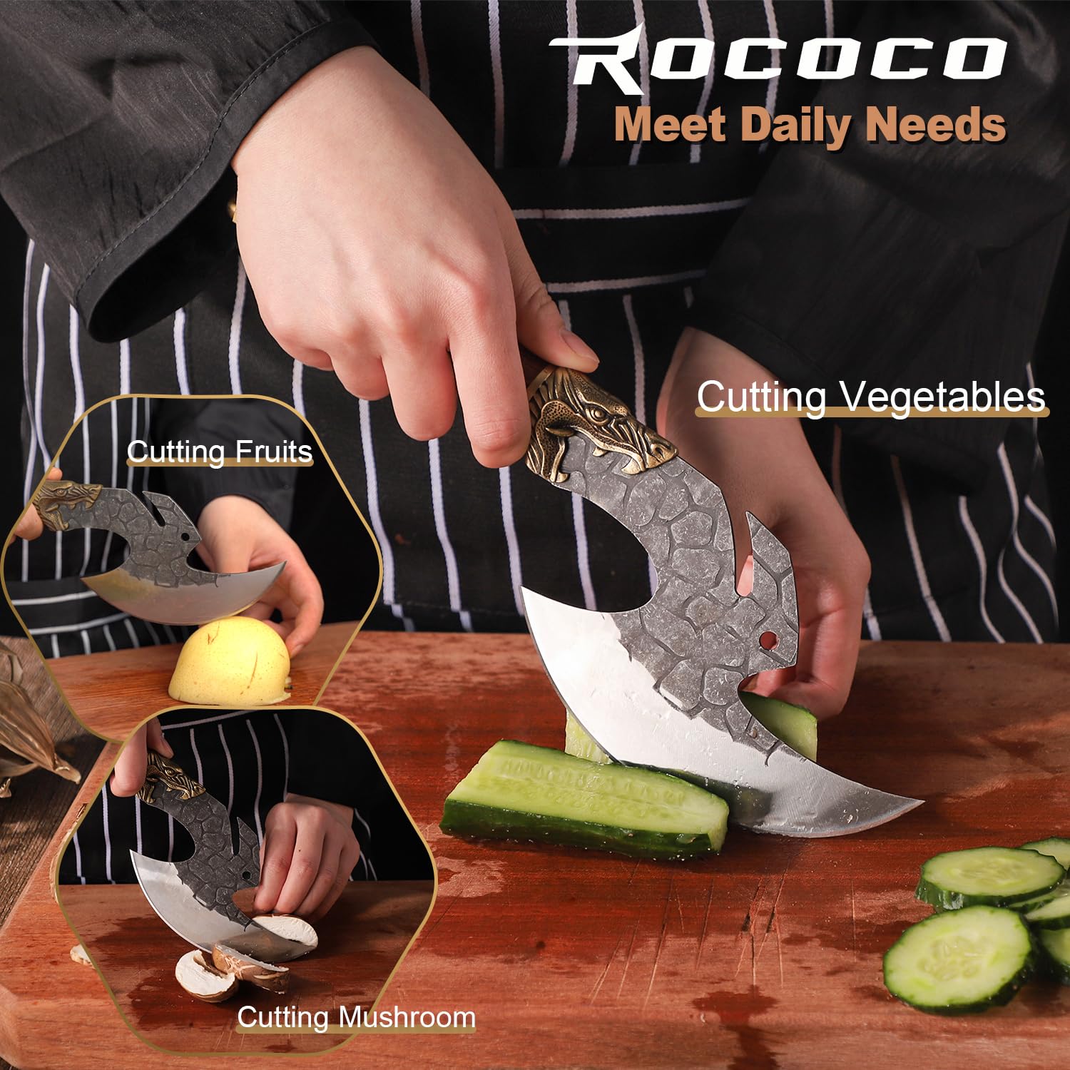 ROCOCO cuchillo vikingo acero al carbono para filo duradero