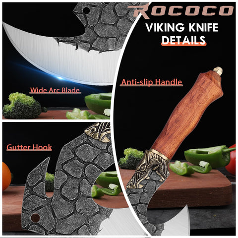 ROCOCO cuchillo vikingo mango de nogal cómodo y duradero