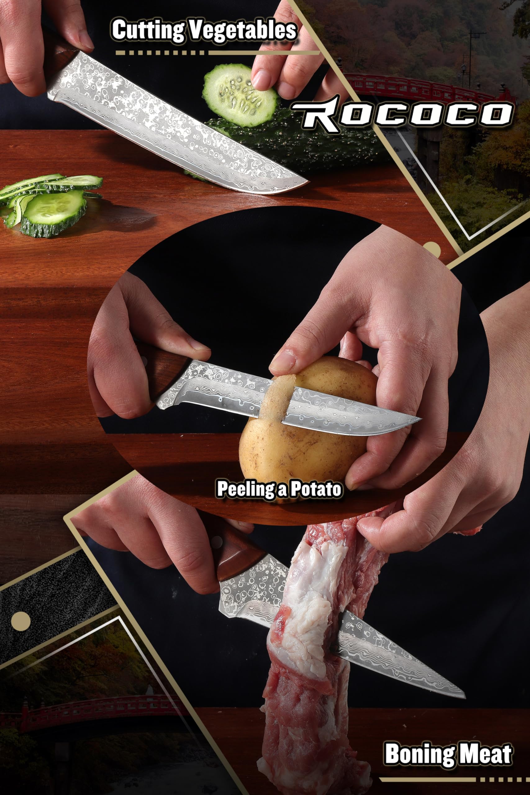 Mango de madera ergonómico Rococo Vikingo: agarre cómodo durante uso prolongado.