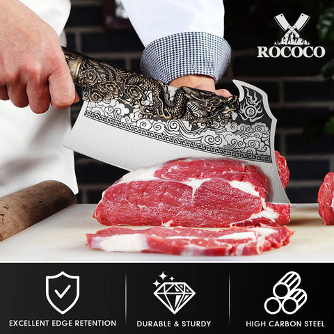 ROCOCO mango ergonómico con grabado: agarre cómodo, control seguro durante las operaciones.