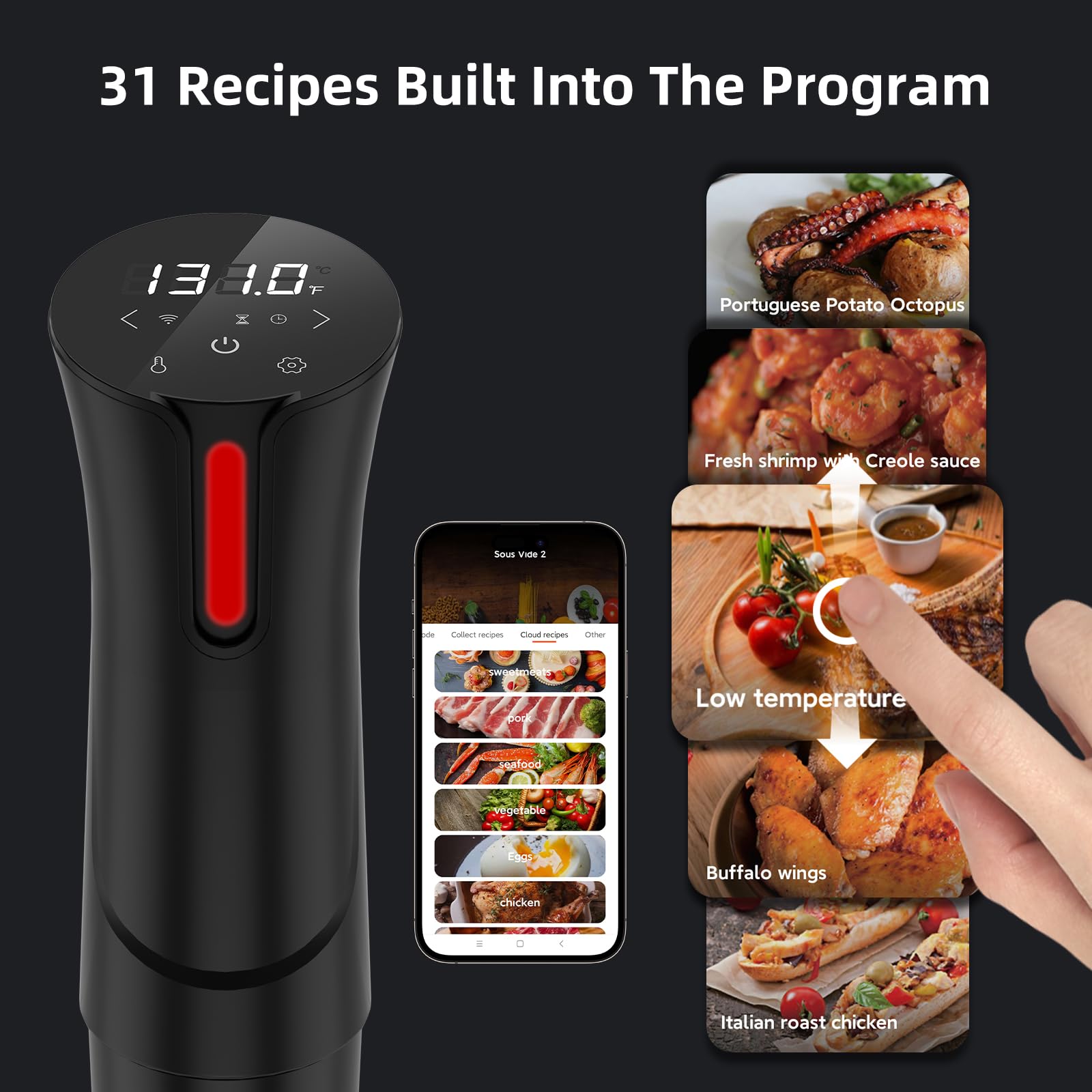 Rocyis Sous Vide con conexión Wi-Fi 5 GHz para cocinar desde cualquier lugar