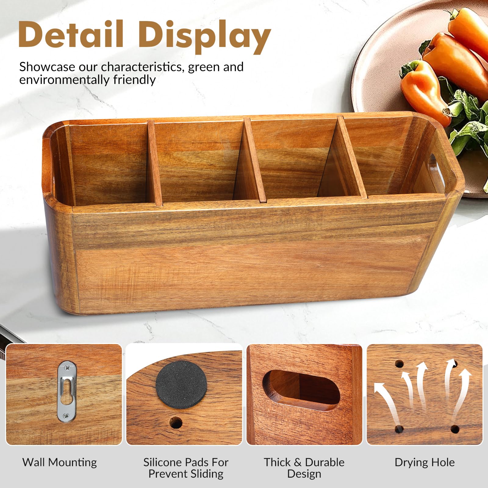 Rodelna diseño rústico minimalista en madera de acacia para decorar la encimera con estilo.