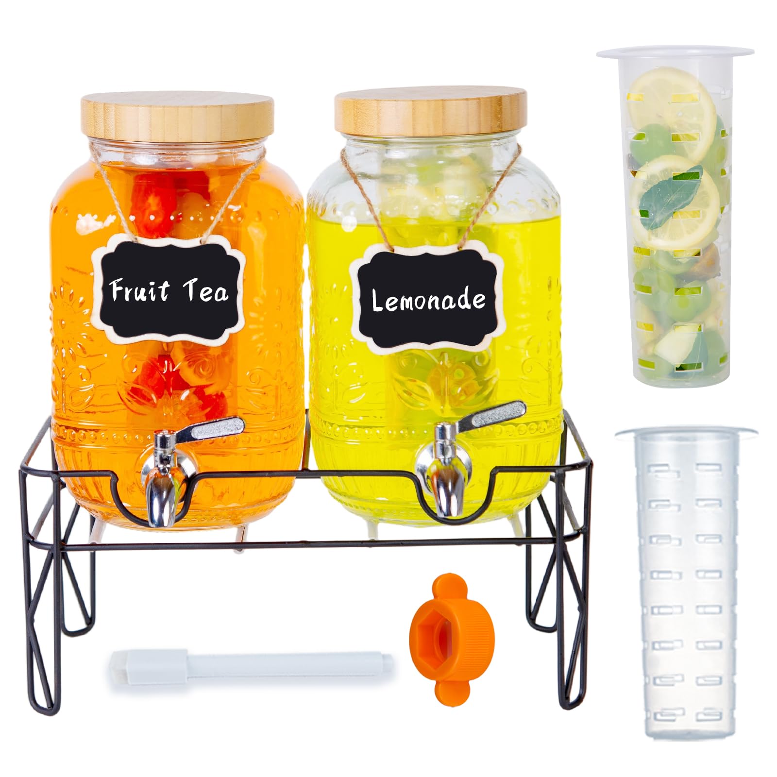 Dispensador Roemey de vidrio 1 galón para limonadas; servicio fácil y elegante.