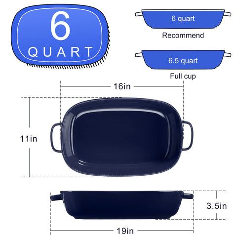 Roeveca, bandeja rectangular-16x11-azul, perfecta para lasaña y guisos.