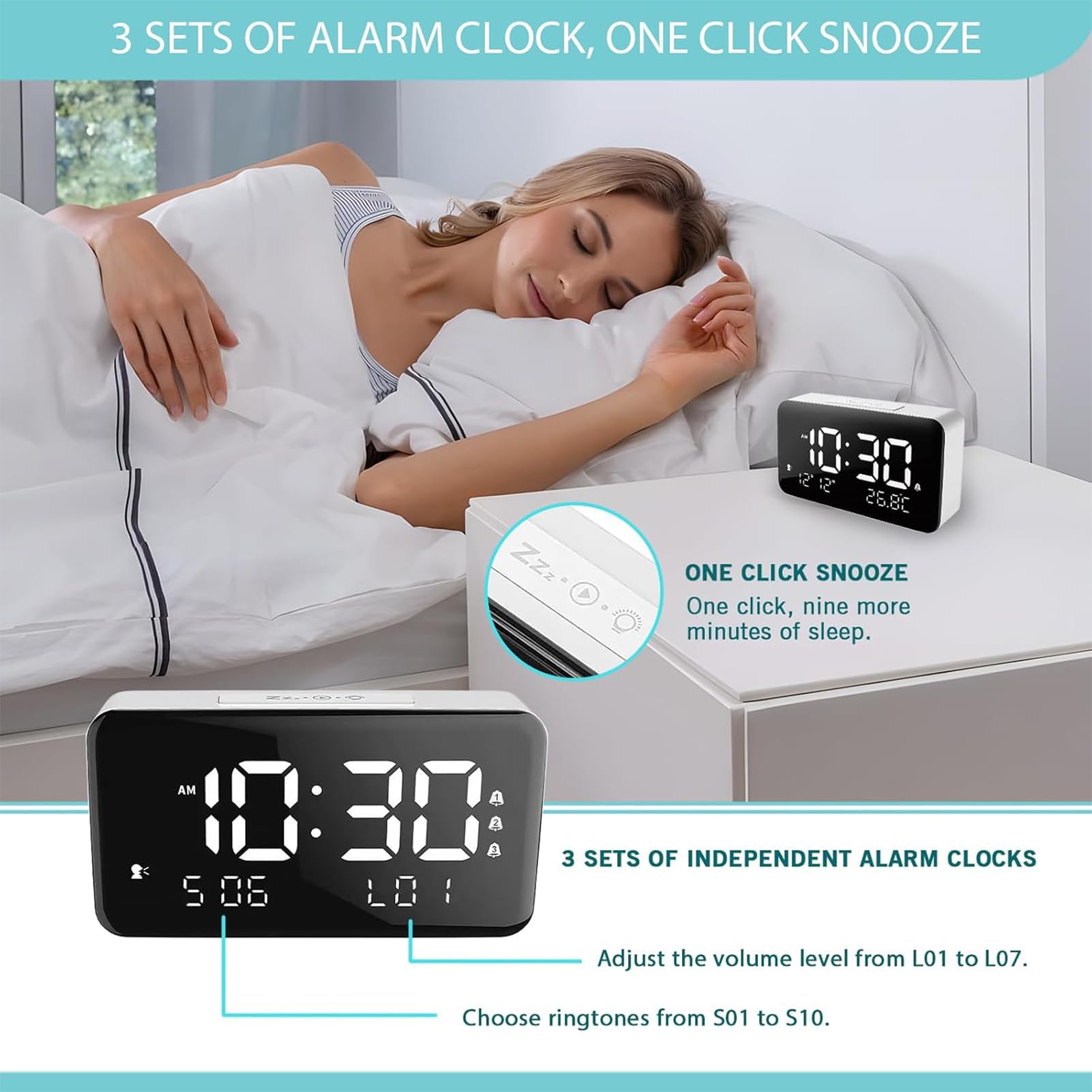 Rohome Despertador Parlante, iluminación nocturna suave para uso nocturno