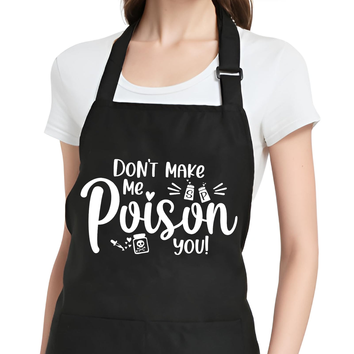 Delantal Rokasreke para mujer con bolsillos divertidos, ideal para cocinar con estilo.