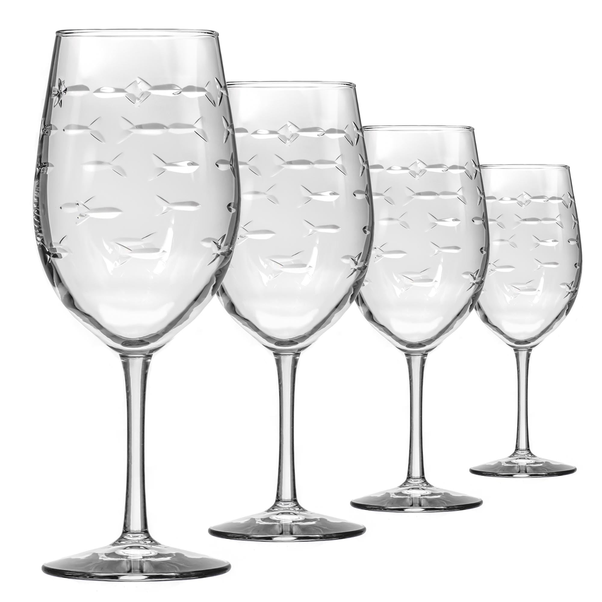 Rolf Glass Escuela de Peces, vaso de vino 18 oz frontal, diseño elegante para ocasiones especiales.
