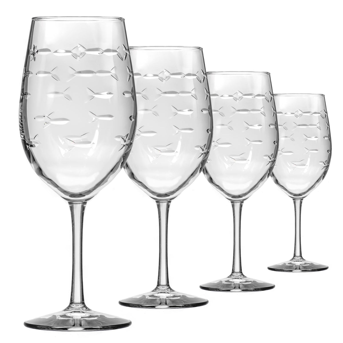 Rolf Glass Escuela de Peces, vaso de vino 18 oz frontal, diseño elegante para ocasiones especiales.