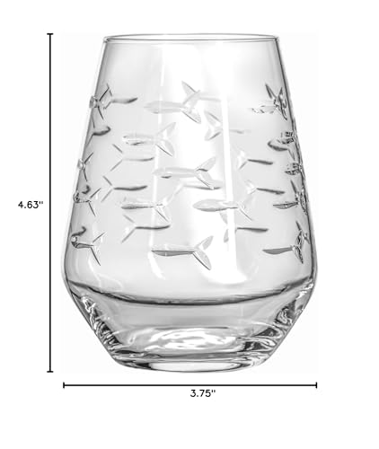 Rolf Glass set de 4 vasos sin tallo, pez-escuela, listos para servir.