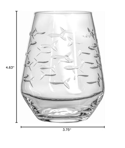 Rolf Glass set de 4 vasos sin tallo, pez-escuela, listos para servir.