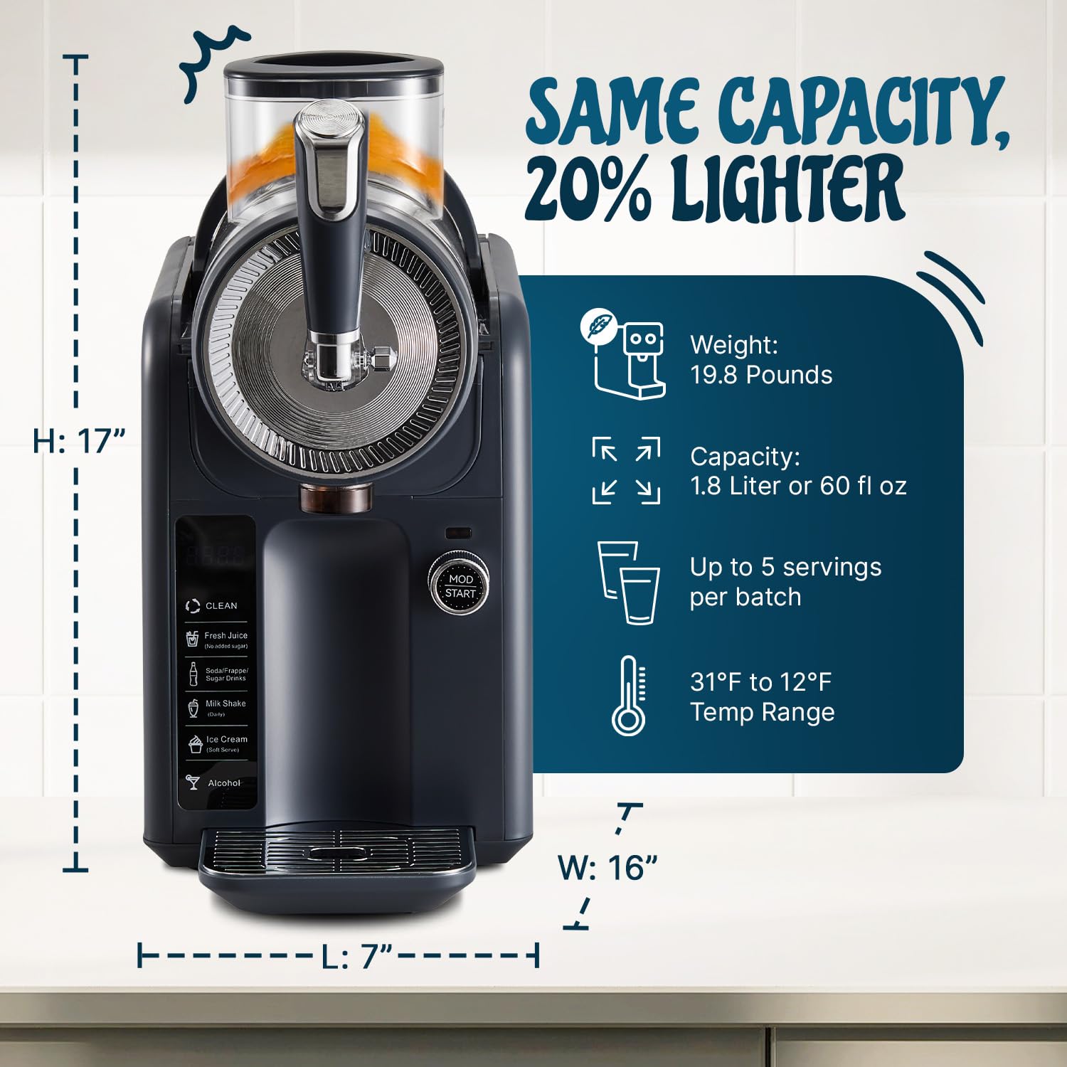 Roman Ventures granizado 1.8 l de capacidad para varias porciones